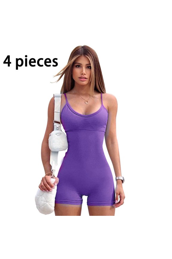 Spaghetti Strap Shorts Jumpsuit Sports Yoga Workout Tight Romper Women Fashion Fitness Sportwear