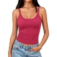thumbnail image 1 of Spaghetti Strap Tank Top Loose Fit V Neck Crop Workout Camisole With Built-In Bra Comfort Workout Tank Tops Woman Pink L, 1 of 5