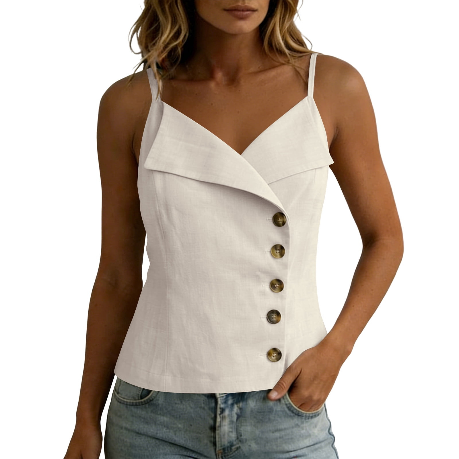 トップス ENFOLD CAMISOLE PARTS Cami Tops for Women Built in Bra Women's Sleeveless Cami Tops, V