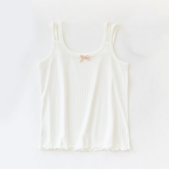 Spaghetti Strap Tank Tops for Girls Cotton Cami Top Size 3-14 Teens Kids Cute Solid Color Stretchy Pullover Breathable Undershirts Vests