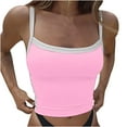 thumbnail image 1 of Spaghetti Strap Tank Tops for Women Sleeveless Crop Tops Going Out Tops Camisole Workout Yoga Vest Shirts Pink,L, 1 of 6