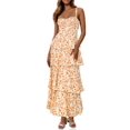 thumbnail image 1 of Spaghetti Strap Womens Floral Print Maxi Dresses Casual Sleeveless Ruffle Flowy Tiered Dress, 1 of 4