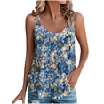 thumbnail image 1 of Spaghetti Straps Cami Top For Women Flower Print Sleeveless T-Shirt Womens Sexy Pleated Tank Top Crew Neck Casual Comfortable T Shirt Women's 2024 Summer Tops, 1 of 5