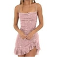 Spaghetti Straps Sequin Dress Short Sparkly Backless