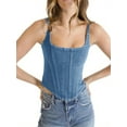 thumbnail image 1 of Spaghetti Straps Womens Sleeveless Denim Vest Crop Tank Tops Slim Fit Summer Cami Top, 1 of 6