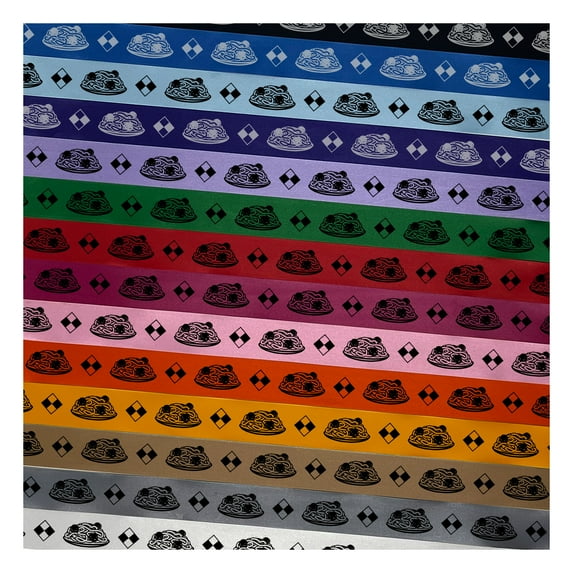 Spaghetti and Meatballs Italian Pasta Satin Ribbon for Gift Wrapping Bows Craft DIY Projects - 3 Yards - White Ribbon/Black Printing - 1 Inch Width