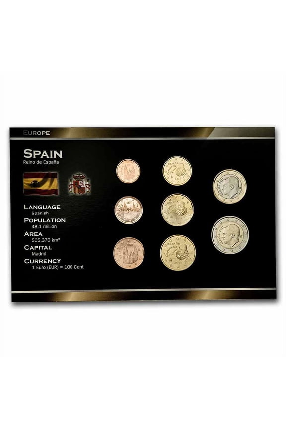 Spain 1 Cent-2 Euro 8-Coin Euro Set BU