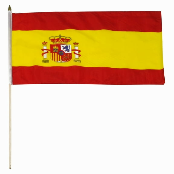 Spain 12" x 18" Mounted Stick Flag