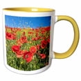 thumbnail image 1 of 3drose, Spain, Andalusia. a Field of Bright and Cheerful Red Poppy Wildflowers, 11oz Two-tone Yellow Mug, 1 of 6
