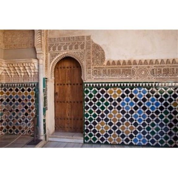 Danita Delimont PDDEU27JEG0110B Spain Andalusia Alhambra Ornate Door & Tile of Nazrid Palace Poster Print by Julie Eggers, 18 x 12