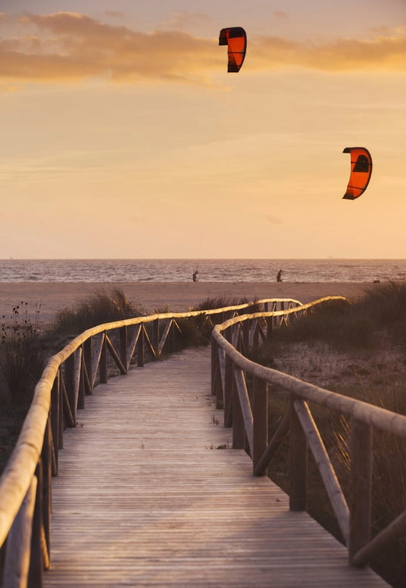 Spain Andalusia Cadiz Costa de la Luz Parasurfing Tarifa Canvas Art - Ben Welsh Design Pics (12 x 18)