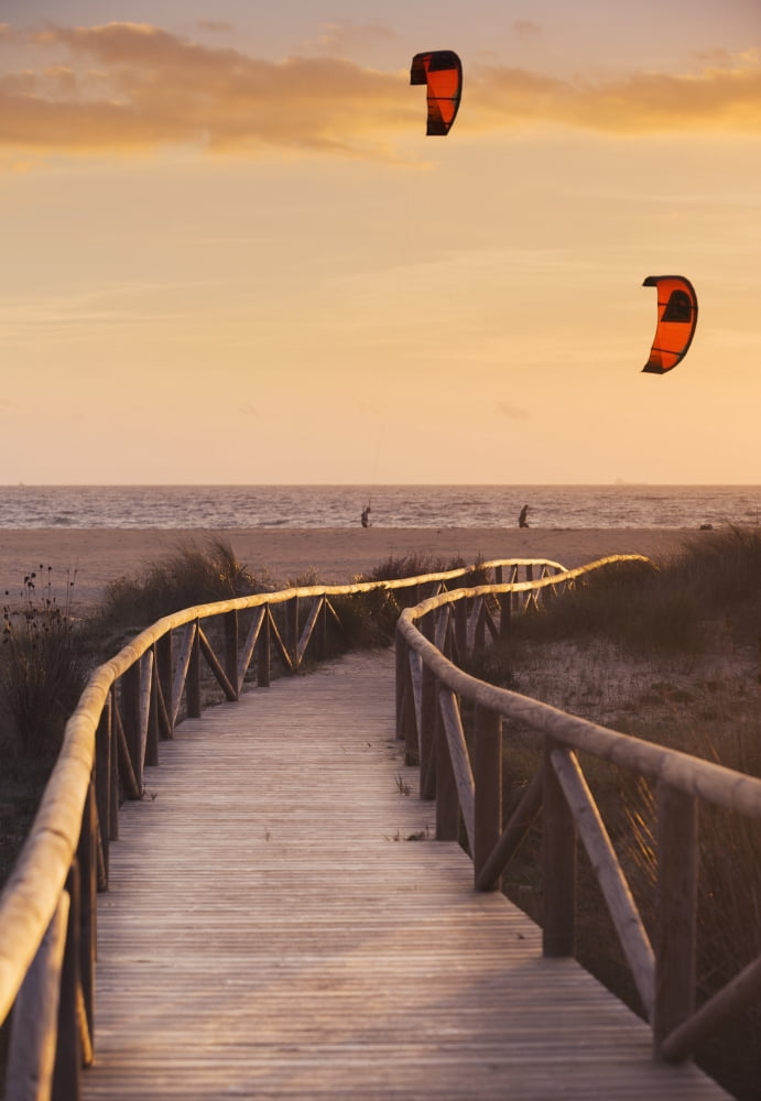 Spain Andalusia Cadiz Costa de la Luz Parasurfing Tarifa Canvas Art - Ben Welsh Design Pics (24 x 36)