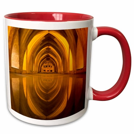 3drose, Spain, Andalusia, Seville, Alcazar. Repeating Arches of the Baths, 11oz Two-tone Red Mug