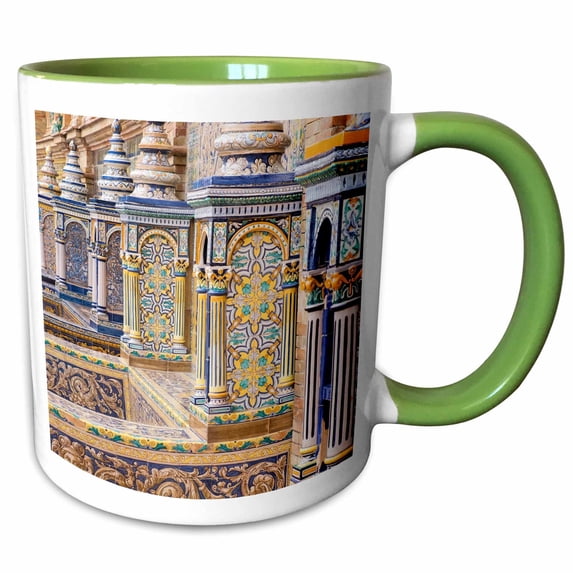3drose, Spain, Andalusia, Seville. Plaza De Espana., 11oz Two-tone Green Mug