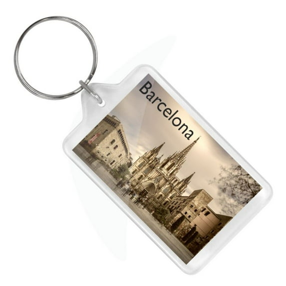 Spain Barcelona Cathedral Keychain Lucite