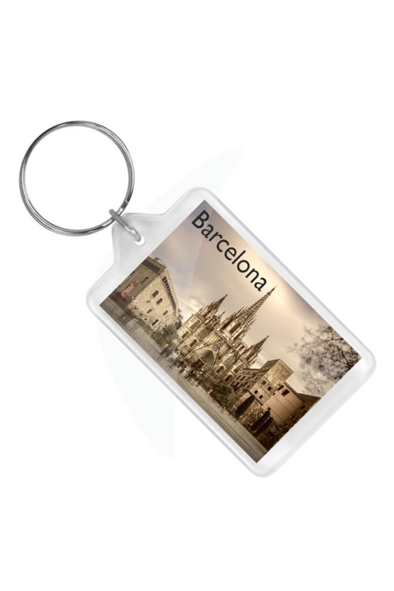 Spain Barcelona Cathedral Keychain Lucite