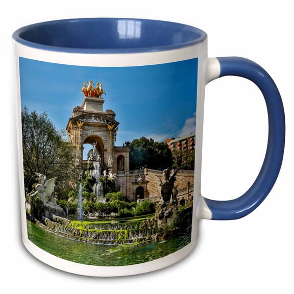 3drose, Spain, Barcelona. Ciutadella Park., 11oz Two-tone Blue Mug