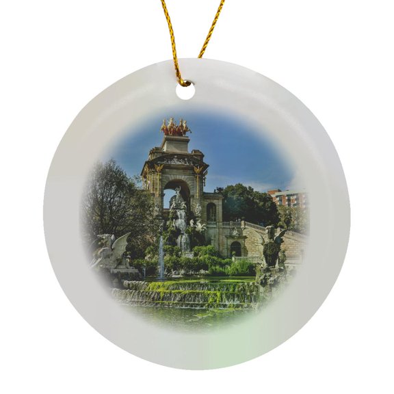 3drose, Spain, Barcelona. Ciutadella Park., Circle Porcelain Ornament