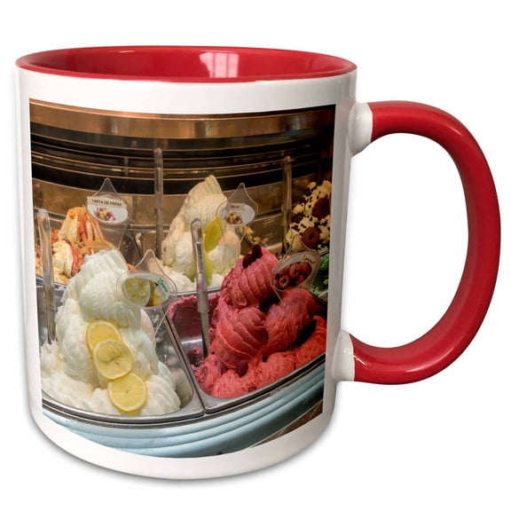 3drose, Spain, Barcelona, Gelato, 15oz Two-tone Red Mug