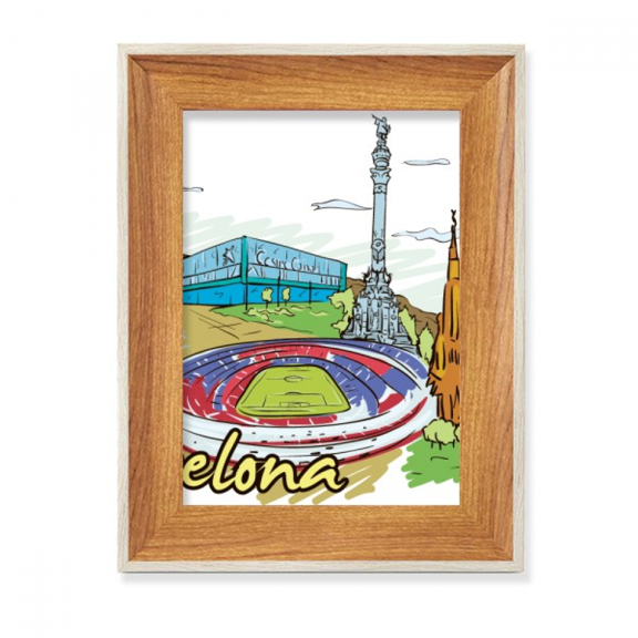 Spain Barcelona Monument Watercolor Desktop Wooden Photo Frame Display Picture Art Painting Multiple Sets