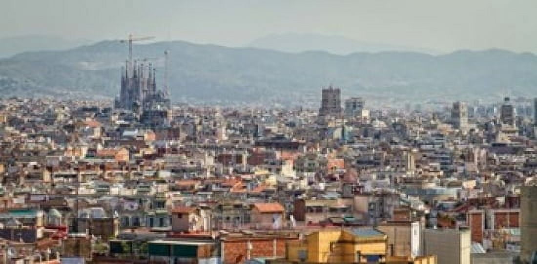 Spain Barcelona The cityscape viewed from the Palau Nacional Canvas Art - Christopher Reed DanitaDelimont (24 x 12)