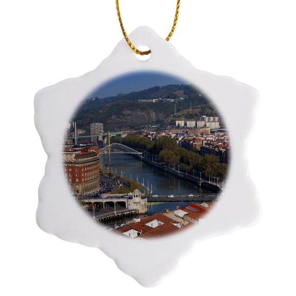 3drose, Spain, Bilbao, Parque Etxebarria Park - Eu27 Wbi1209 - Walter Bibikow, 3 inch Snowflake Porcelain Ornament