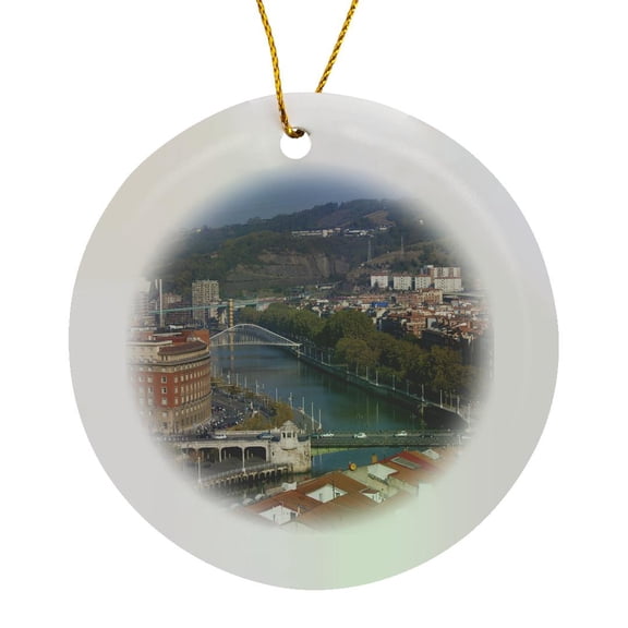 3drose, Spain, Bilbao, Parque Etxebarria Park - Eu27 Wbi1209 - Walter Bibikow, Circle Porcelain Ornament