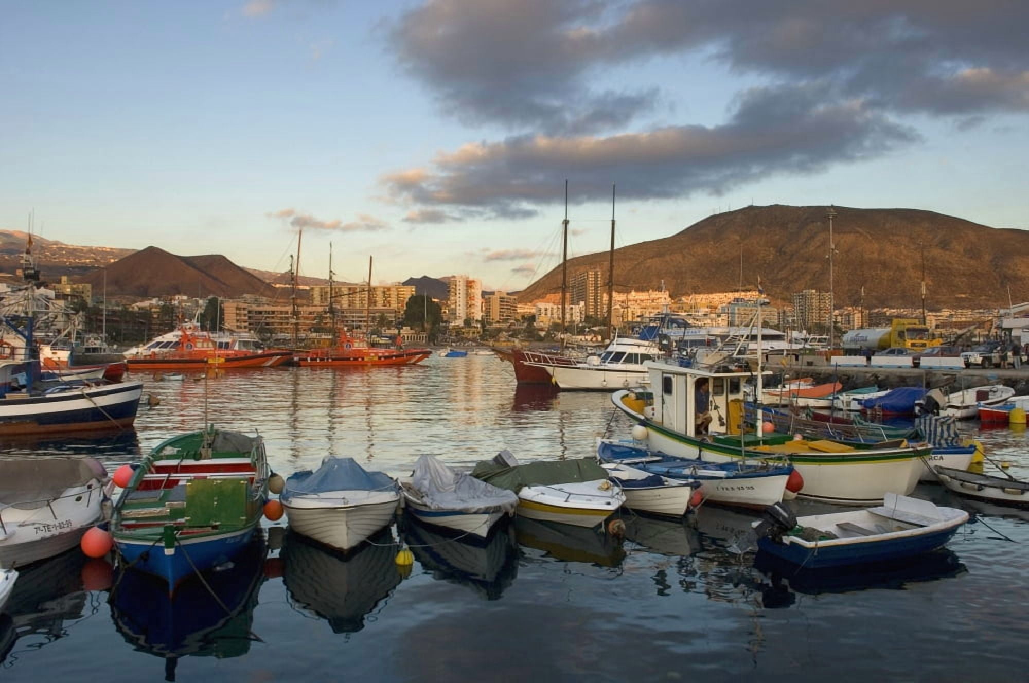 Spain Canary Islands Tenerife Los Cristianos harbor Los Cristianos Canvas Art - Chris Parker Design Pics (19 x 12)