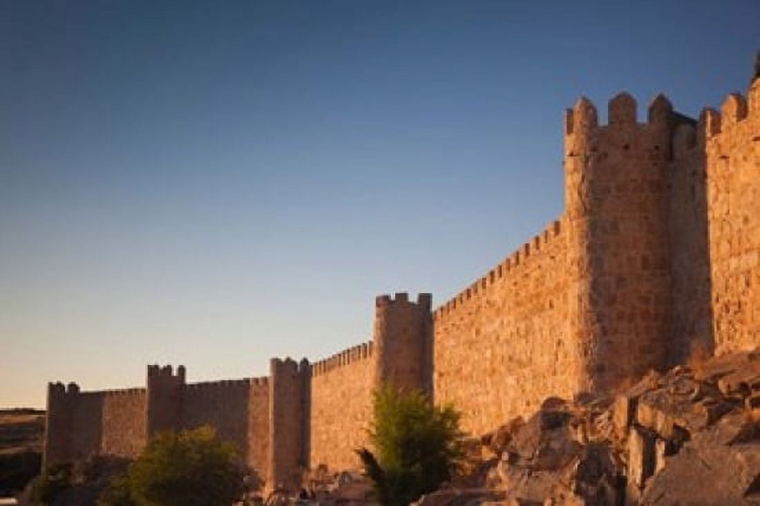 Spain Castilla y Leon Avila Fortification Walls Canvas Art - Walter Bibikow DanitaDelimont (19 x 12)