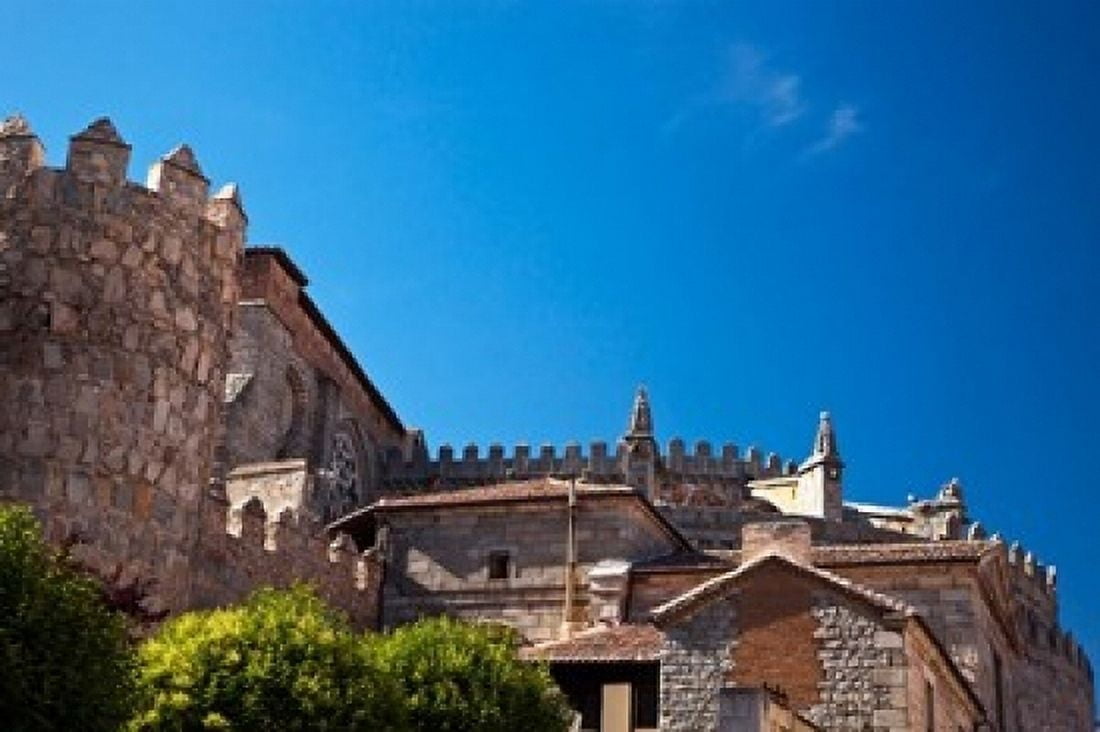 Spain Castilla y Leon Region Avila Avila Cathedral detail Canvas Art - Julie Eggers DanitaDelimont (19 x 12)