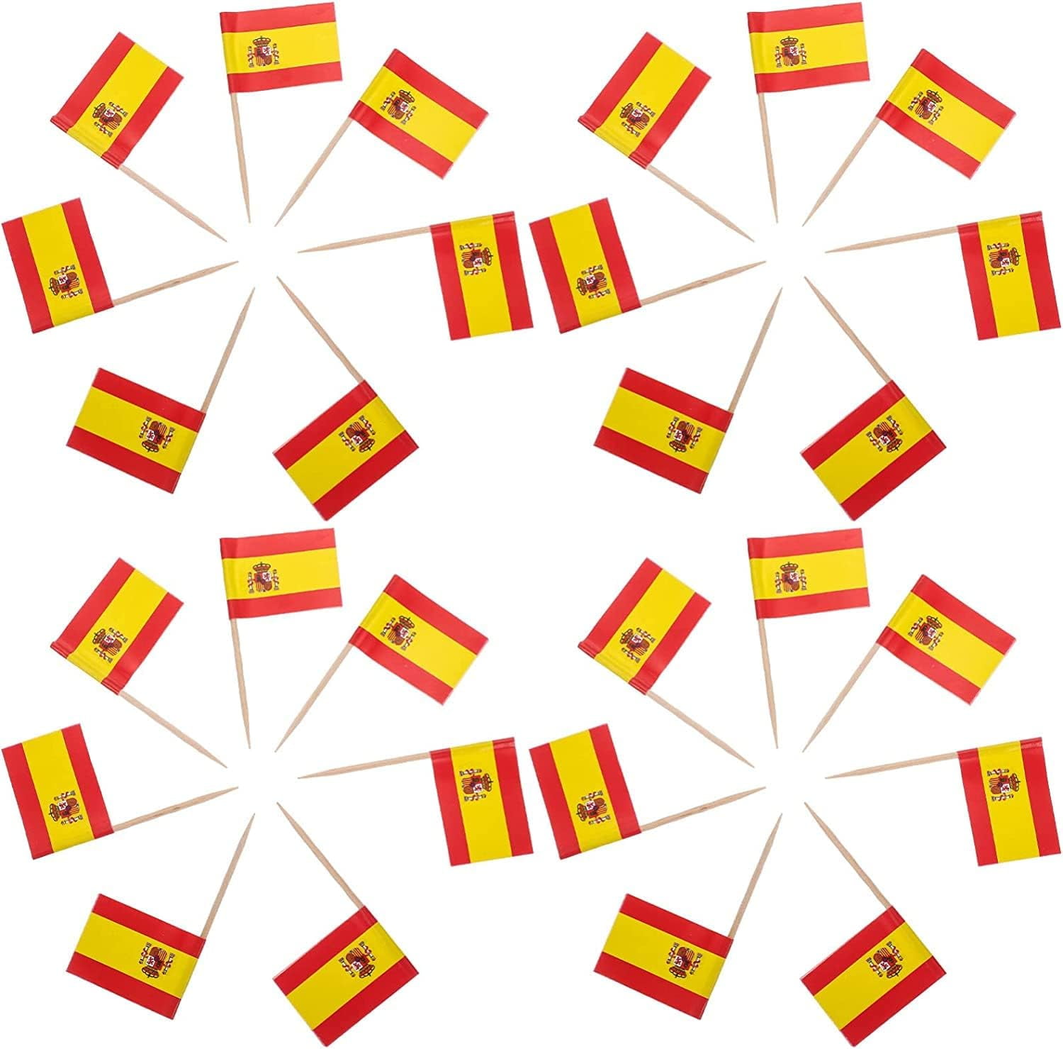 Spain Cupcake Toppers 200Pcs Spain Flag Toothpicks Spanish Cupcake