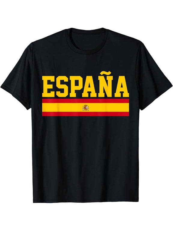 t-shirt Spain Espana Spanish Flag Pride Sports Fan Soccer Gift T-Shirt mens,black,women,funny,men,journey,Crew Neck, Short Sleeve,printing