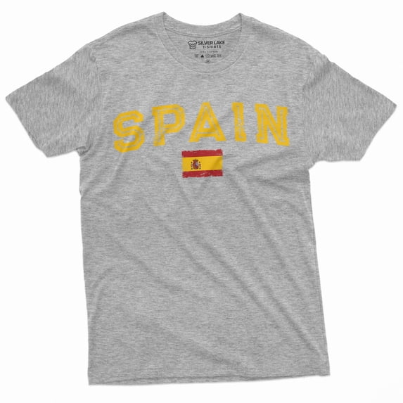 Spain Espana T-Shirt Spanish Flag Coat Of Arms National Patriotic Tee Shirt (Medium Grey)