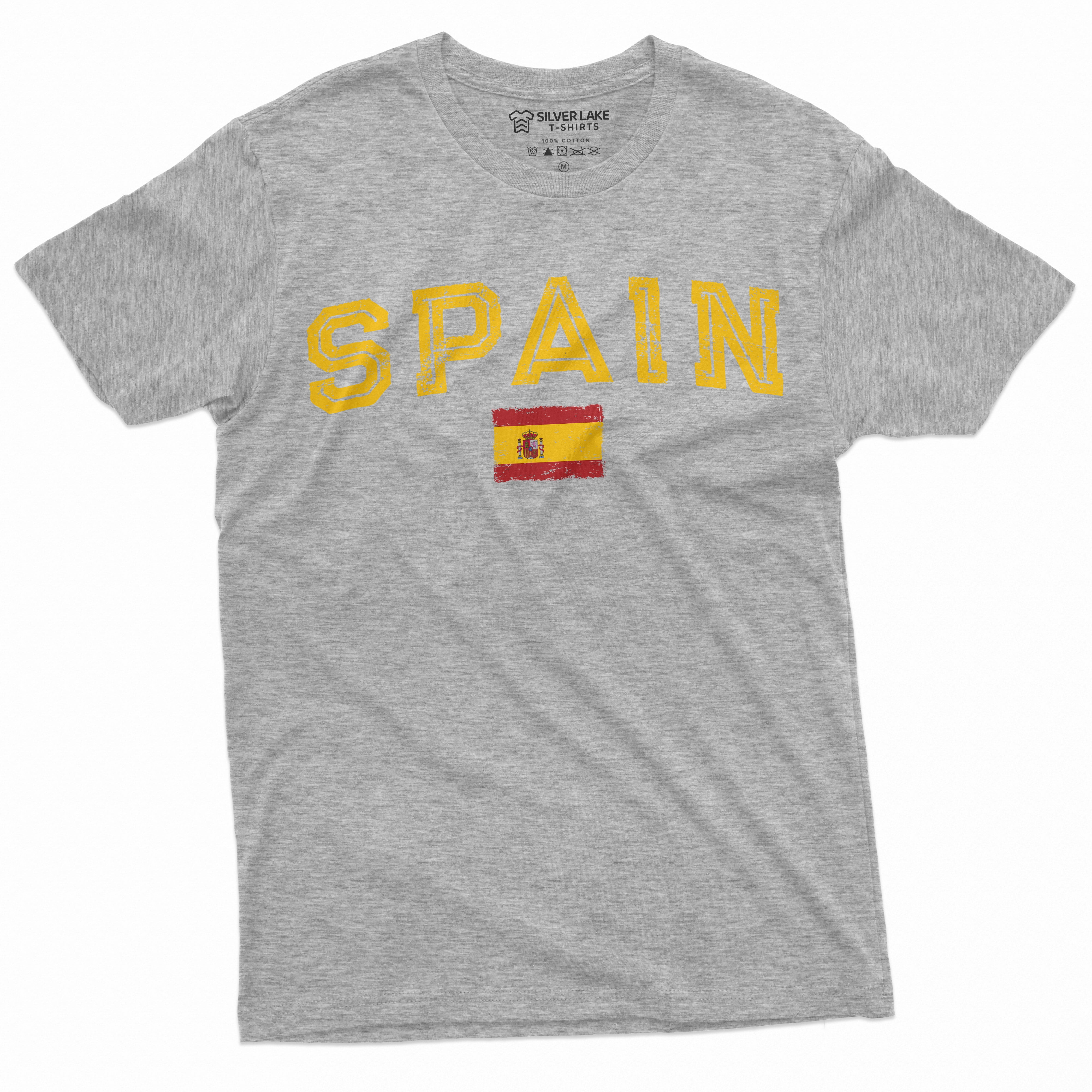 (Large Shirt Flag Spain Tee Arms Coat National Patriotic Espana Spanish Of T-Shirt Black)