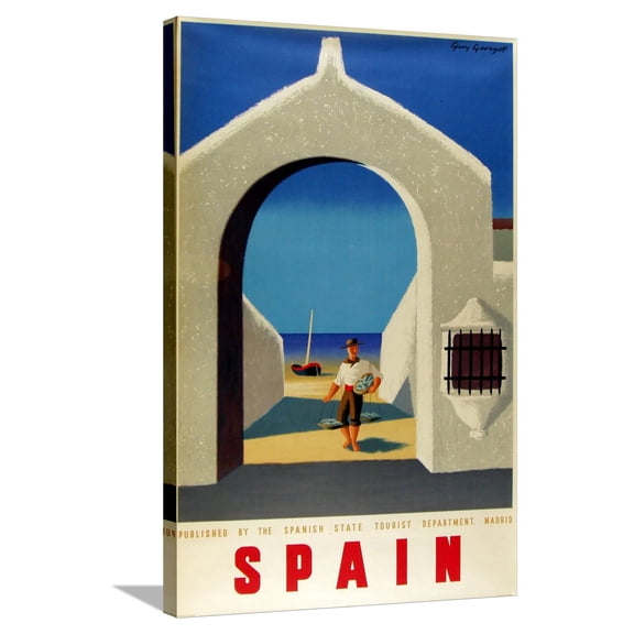 Art.com Spain Fisherman Stretched Canvas Print Wall Art, 24" x 36"