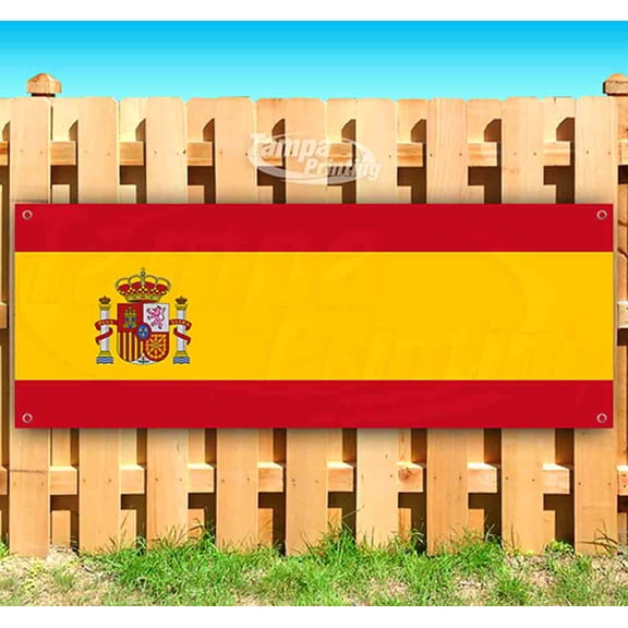 Spain Flag 13 oz Vinyl Banner With Metal Grommets