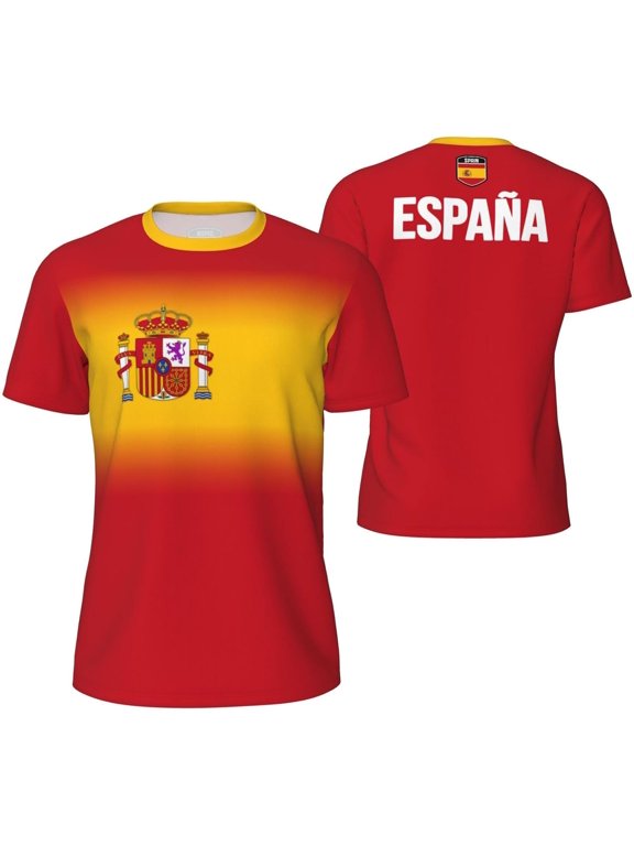 Spain Flag Gradation T-Shirt Sports Jerseys for Running Soccer Tennis Fitness