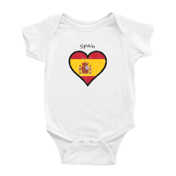 Spain Flag Heart Love Baby Clothing Bodysuits Boy Girl Clothes