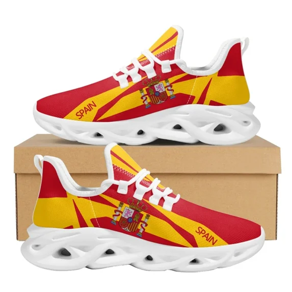 Spain Flag Print Cool Sneakers Casual Lightweight Lace-Up Men Ladies Vulcanized Shoes Comfortable Breathable Jogging Shoes New