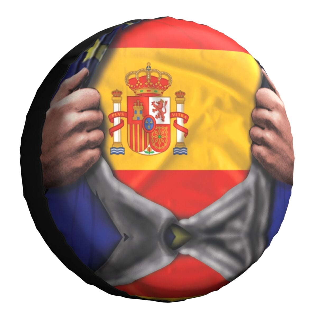 Spain Flag Ripped Open Spare Wheel Tire Cover Universal for RAV4 Prado Spanish Proud RV SUV