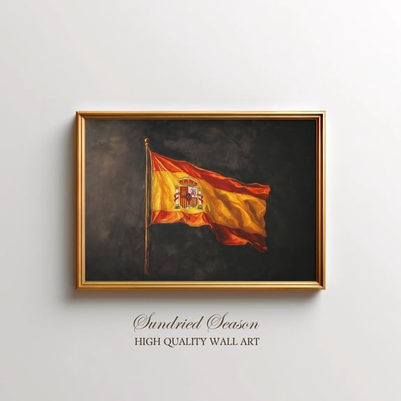 Spain Flag Wall Art, Spanish Patriotic Decor, Vintage Spain National Flag Print, European Country Poster, Madrid Barcelona Home Decor UNFRAMED Poster, Wall Art for Decor, Present, 8x12