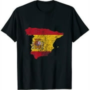 Spain Flag and Map Spanish Pride Womens T-Shirt Black Small