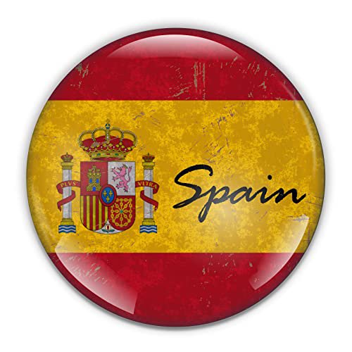 Spain Flag and Shield Paperweight in Gift Box, 3 Inch Crystal Dome, Perfect for House Warming Gift