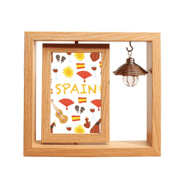 Spain Flamenco Music Food Wooden Rotating Picture Photo Frame 4x6