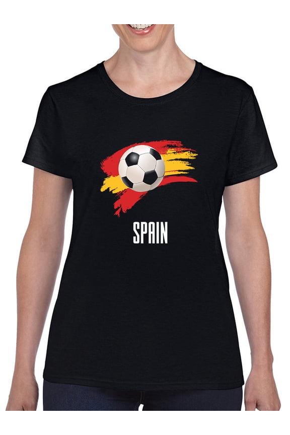 Spain Football Soccer T-Shirt Women -Smartprints Designs, Female Large