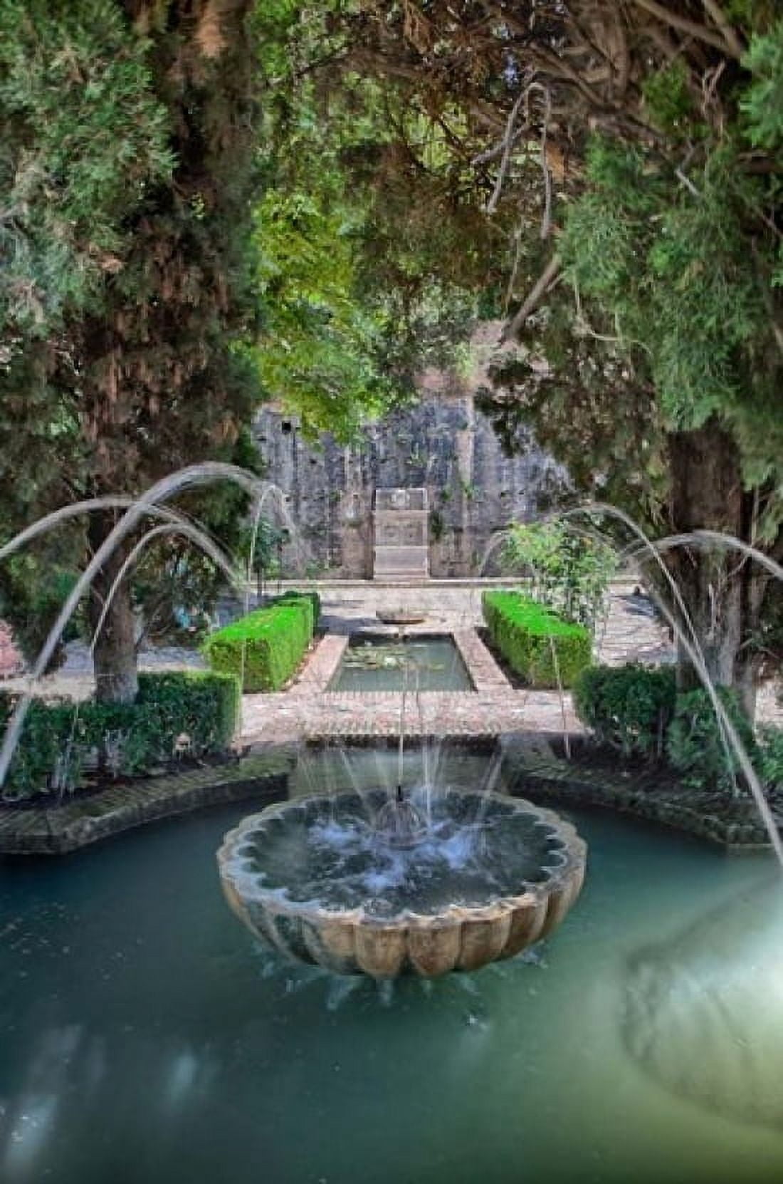 Spain Granada A Fountain in the gardens of the Alhambra Palace Canvas Art - Julie Eggers DanitaDelimont (25 x 38)