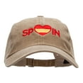 thumbnail image 1 of Spain Heart Embroidered Pigment Dyed Mesh Cap - Dark Beige Khaki OSFM, 1 of 5