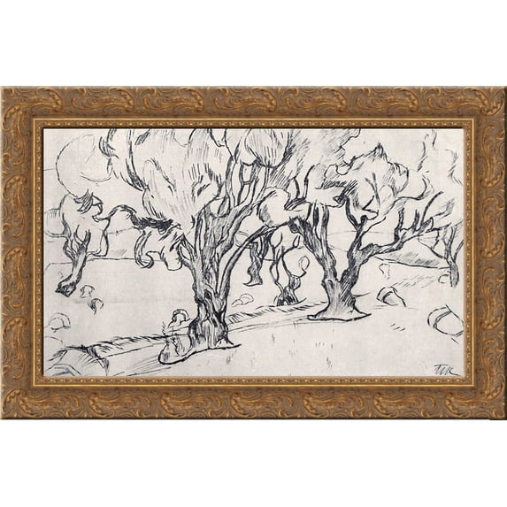 Spain. Kaldetes. Oliva. 24x18 Gold Ornate Wood Framed Canvas Art by Pyotr Konchalovsky