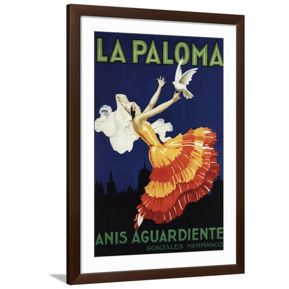 Art.com Spain - La Paloma - Anis Aguardiente Promotional Poster Art Print by Lantern Press, Brown Frame Wall Art, 32" x 44"