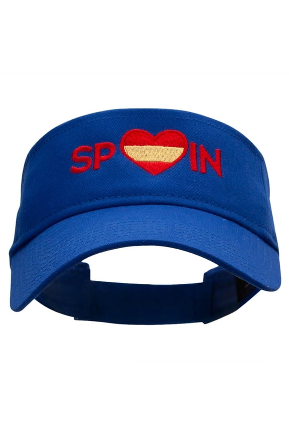 Spain Love Embroidered Cotton Twill Sun Visor - Royal OSFM